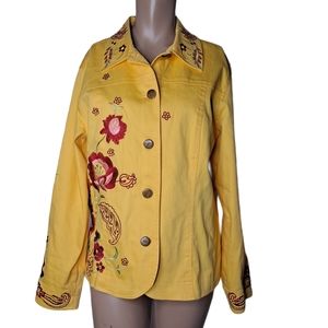 Cold water Creek  Yellow jacket with embro…